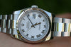 ROLEX MENS FULL SIZE 36mm DATEJUST STAINLESS STEEL AND WHITE GOLD BEZEL 116234