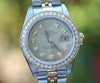 Rolex 69173 Datejust 26mm Ladies 18K Gold Steel Diamond Dial Bezel Jubilee Band