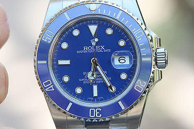 Rolex stainless steel Submariner w/ custom Blue dial & bezel to look like white