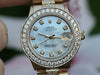 ROLEX MIDSIZE PRESIDENT 18K YELLOW GOLD VINTAGE DIAMOND BEZEL PEARL DIAL BAND
