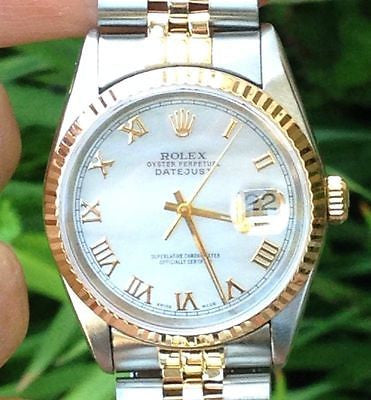 ROLEX MENS 36mm DATEJUST 2tone 18k Stainless Steel 16233  SERVICED WARRANTY