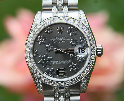 ROLEX DIAMOND LADIES MENS MIDSIZE 31 mm DATEJUST 18K WHITE GOLD UNWORN MINT