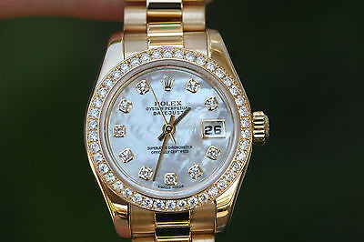 ROLEX LADIES CROWN COLLECTION PRESIDENT DIAMOND MOTHER OF PEARL 179138