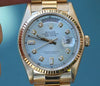 ROLEX MENS PRESIDENT 18K YELLOW GOLD 18038 SAPPHIRE QUICK SET BLUE DIAMOND DIAL