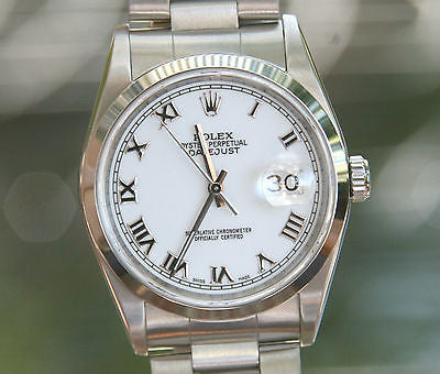 ROLEX MENS LADIES DATEJUST STAINLESS STEEL 36mm 16200 RAISED ROMAN MINT