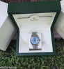 ROLEX DATEJUST MENS STEEL WATCH CAROLINA BLUE MOTHER OF PEARL DIAMOND DIAL 16014