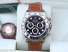 ROLEX DAYTONA 18k WHITE GOLD BLACK DIAMOND DIAL TAN LEATHER STRAP 116519 WATCH