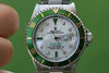 ROLEX MENS SUBMARINER STAINLESS STEEL GREEN BEZEL WHITE MOTHER OF PEARL diamonds