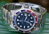 ROLEX MENS STEEL GMT II DIAMOND RUBY 116710 w/ BEZEL for 18K WHITE GOLD 116759