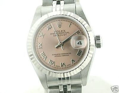 ROLEX LADIES DATEJUST STAINLESS STEEL PINK 79174 BEAUTIFUL USED WATCH LATE MODEL