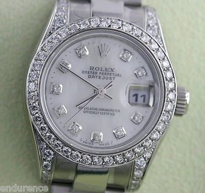 ROLEX LADIES DATEJUST STAINLESS STEEL DIAMOND MOP DIAL BEZEL & LUGS 179160