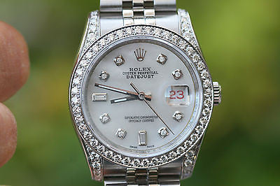 ROLEX MENS LADIES 36mm DATEJUST 116234 STAINLESS STEEL DIAMOND DIAL BEZEL LUGS