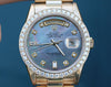 ROLEX MENS PRESIDENT BLUE MOTHER of PEARL DIAMOND DIAL 18038 18K YELLOW GOLD