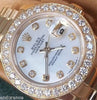 ROLEX LADY PRESIDENT 18K GOLD MOTHER OF PEARL DIAMOND DIAL DIAMOND BEZEL 179178