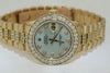 ROLEX MIDSIZE PRESIDENT 18K YELLOW GOLD VINTAGE DIAMOND BEZEL PEARL DIAL BAND
