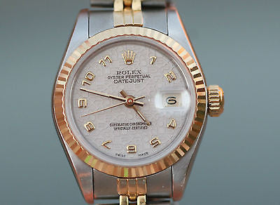 ROLEX Datejust Ladies 18K Yellow Gold Stainless Steel 69163 Jubilee Dial