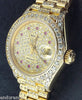 ROLEX LADIES PRESIDENT 18K GOLD DIAMONDS EVERYWHERE & RUBY HOUR MARKERS 69178