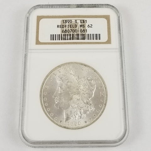 1890-S Morgan Silver Dollar NGC MS 62 Redfield Hoard Collection $1 Coin