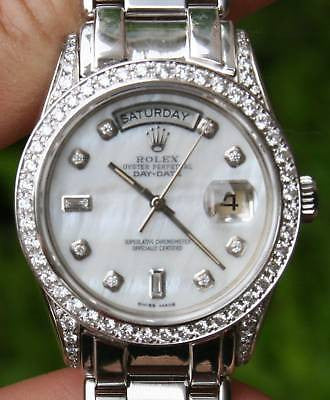 ROLEX 18K WHITE GOLD DAY-DATE PRES MASTERPIECE DIAMONDS