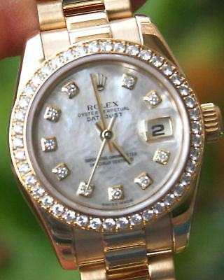 ROLEX LADIES 18K GOLD PRESIDENT FACTORY MOP DIAMOND 179138