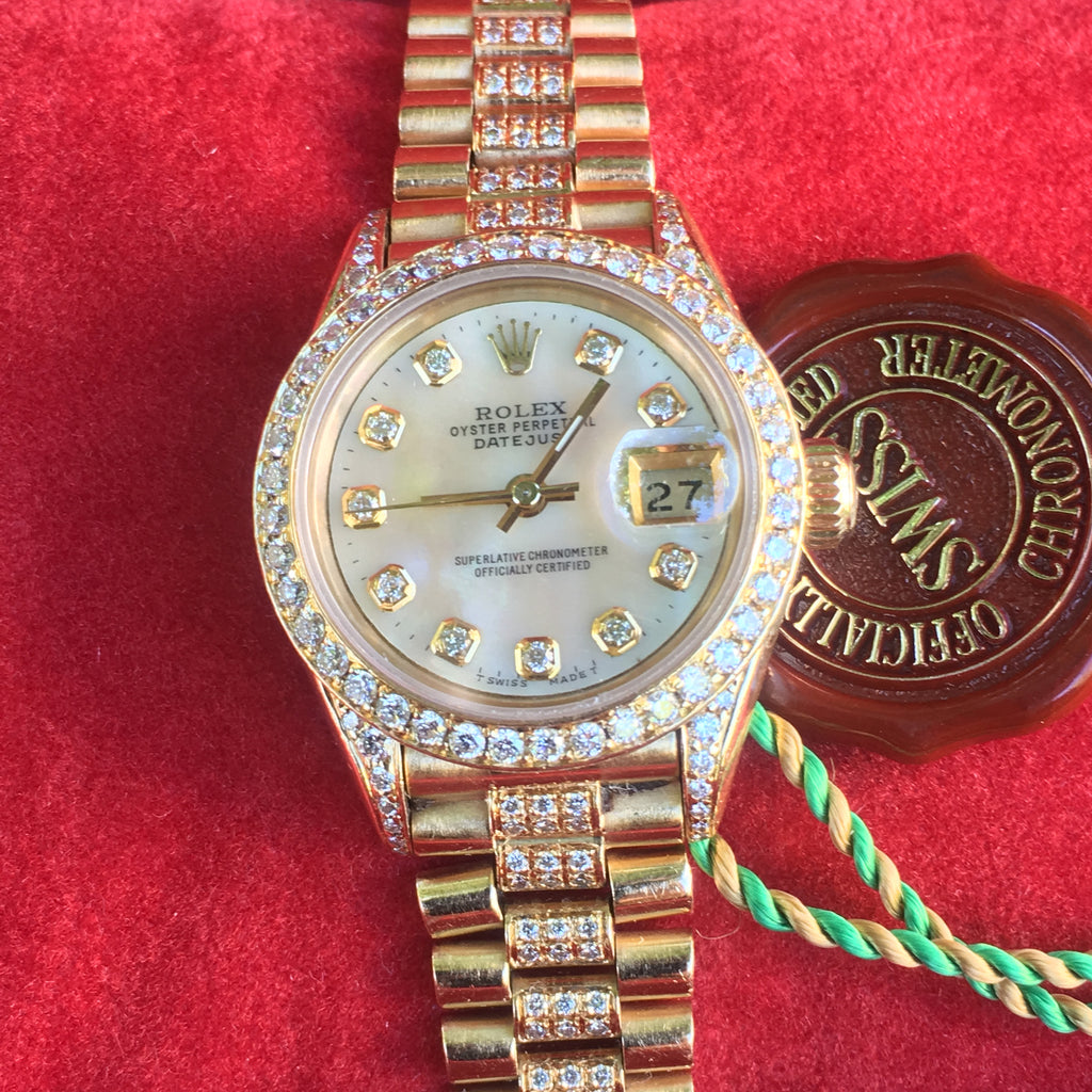 18K Yellow Gold Pre- Owned Rolex Oyster Perpetual DateJust (Brand New  Condition) -LA DIAMOND