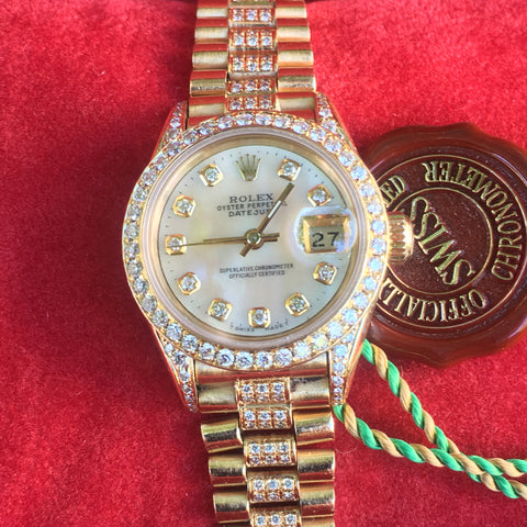 Rolex Datejust Presidential 26mm 69178 18k Gold Diamond Band Dial Lugs Bezel