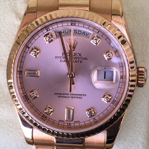 Rolex Day-Date Presidential 36mm Pink Rose Gold 118235 Diamond Dial