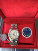 Rolex Datejust 36mm Steel Jubilee Band Diamond Bezel Blue Roman Dial 16234