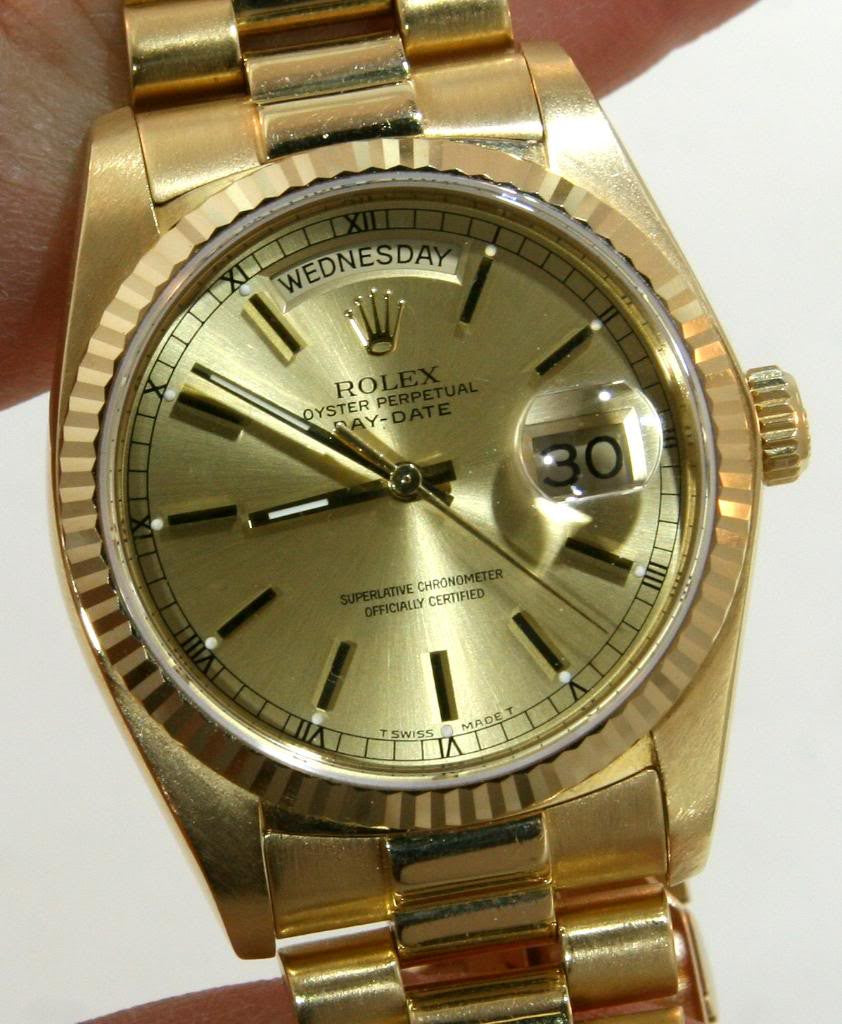 ROLEX MENS GOLD DAY-DATE PRESIDENT WATCH  DOUBLE-QUICK