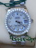 Rolex 31mm Datejust Steel Diamond Dial Bezel 18k White Gold Band 178240