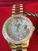 Rolex 26mm Datejust 18k Gold Ladies President White MOP Diamond Dial Bezel 69178