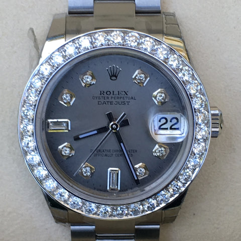 Rolex 178240 Datejust 31mm Midsize Stainless Steel Diamond Dial Bezel