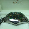 Rolex 116400GV Milgauss Green Crystal Black Dial 40mm Steel, Box, Tags, Card