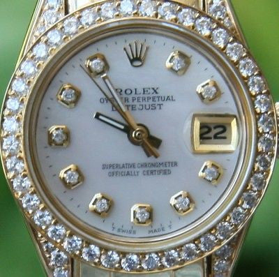 ROLEX 18k GOLD DATEJUST PRESIDENT PEARLMASTER DIAMONDS