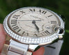 Cartier Steel Mens Ballon Bleu 42mm Watch Box & Paper Warranty Diamonds W69012Z4