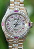 ROLEX LADIES GOLD DATEJUST PRESIDENT WATCH DIAMOND RUBY