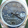 ROLEX STEEL LADIES MIDSIZE DATEJUST WATCH WARRANTY BOX & PAPERS FLORAL DIAL