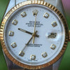 ROLEX 18k Yellow Gold & Steel 36mm Mens 16233 Datejust Watch White Diamond Dial
