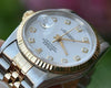 ROLEX 18k Yellow Gold & Steel 36mm Mens 16233 Datejust Watch White Diamond Dial