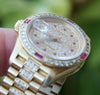 ROLEX LADIES GOLD DATEJUST PRESIDENT WATCH DIAMOND RUBY