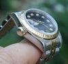 ROLEX 18k GOLD AND STEEL 26mm LADIES AUTOMATIC DATEJUST WATCH BLACK DIAMOND DIAL