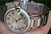 Cartier Steel Mens Ballon Bleu 42mm Watch Box & Paper Warranty Diamonds W69012Z4