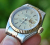 Rolex Ladies Datejust 26mm 18k Gold and Steel Fluted Bezel Jubilee band