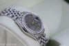 ROLEX DATEJUST MIDSIZE LADIES RHODIUM FLORAL DIAL DIAMOND BEZEL LUGS BRACELET