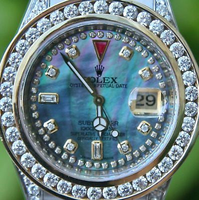 ROLEX SUBMARINER 2TONE 18K GOLD STAINLESS STEEL WATCH PIMPED IN DIAMONDS 16613