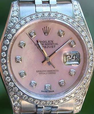 ROLEX STEEL LADIES MENS 36mm DATEJUST WATCH BOX & PAPER WARRANTY DIAMONDS 116200