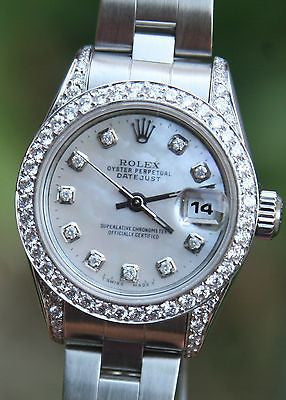 ROLEX STEEL LADIES 26mm DATEJUST WATCH WARRANTY DIAMOND MOP DIAL