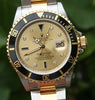 ROLEX 18K GOLD STEEL SUBMARINER 16613 WITH GOLD DIAMOND  & SAPPHIRE DIAL