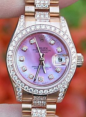 ROLEX LADIES 179175 ALL DIAMOND 18K ROSE GOLD PRESIDENT UNWORN