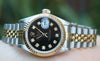 ROLEX 18k GOLD AND STEEL 26mm LADIES AUTOMATIC DATEJUST WATCH BLACK DIAMOND DIAL